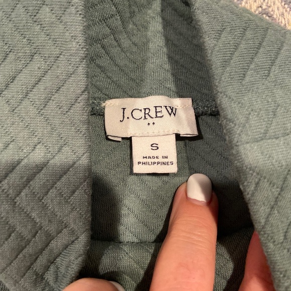 J. Crew Herringbone Quilted Mockneck Sweatshirt – Sage Green – Size Small - Picture 3 of 9